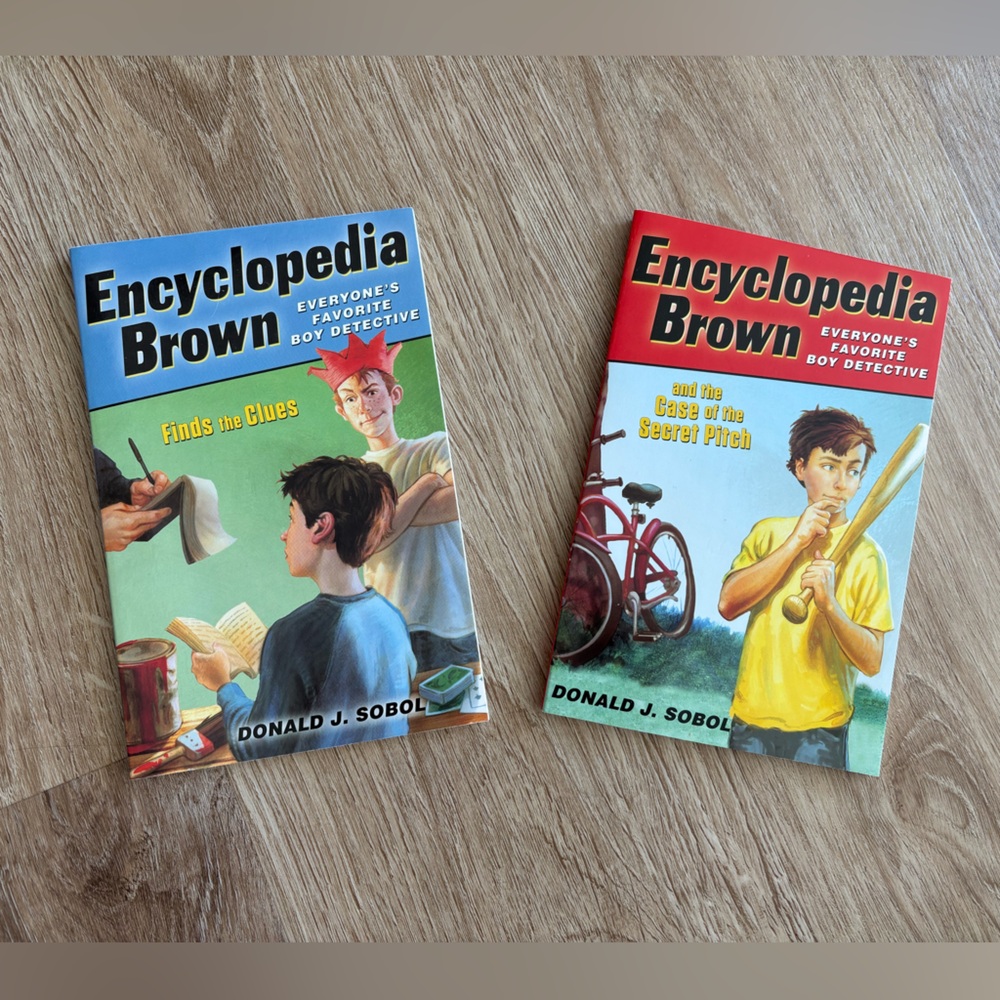 2 Encyclopedia Brown Books: Case of the Secret Pitch/ Find the Clues